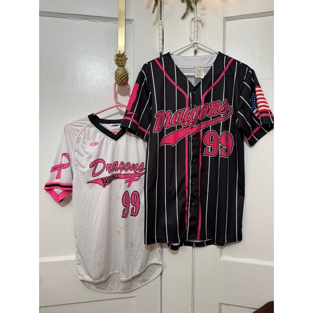 Dragons Baseball Jersey Lot – Pink & Black #99, Adult